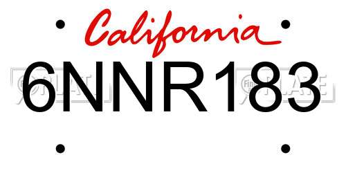 6NNR183 California License Plate