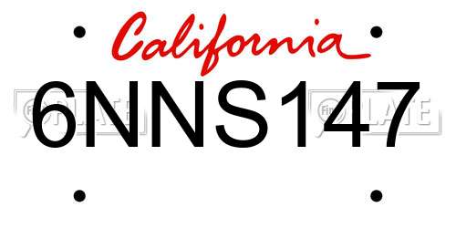 6NNS147 California License Plate
