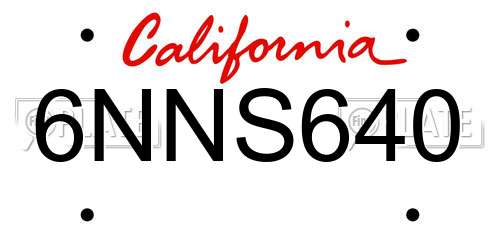 6NNS640 California License Plate