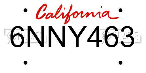 6NNY463 California License Plate