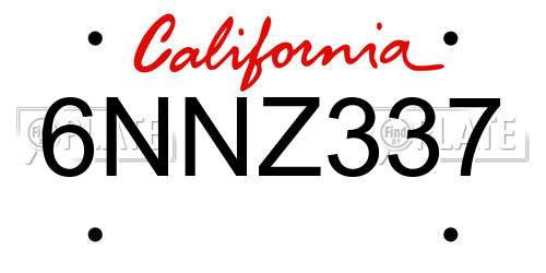 6NNZ337 California License Plate