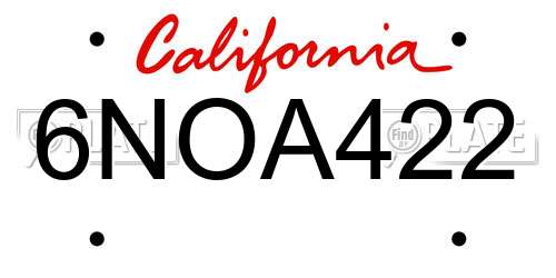 6NOA422 California License Plate