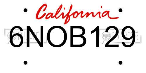 6NOB129 California License Plate