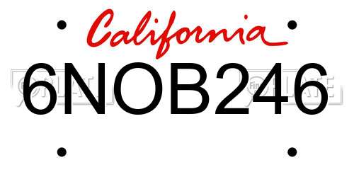 6NOB246 California License Plate