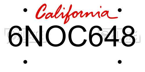 6NOC648 California License Plate