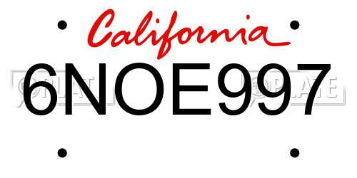 6NOE997 California License Plate