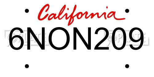 6NON209 California License Plate