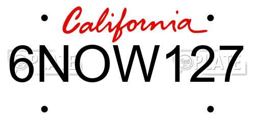 6NOW127 California License Plate