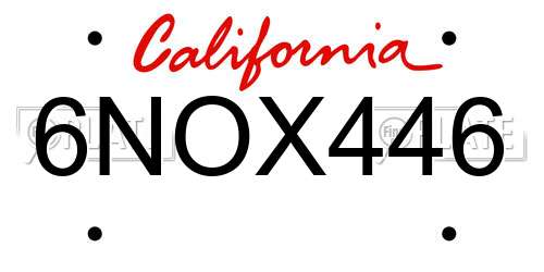 6NOX446 California License Plate