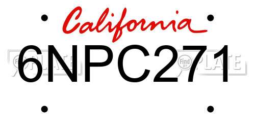 6NPC271 California License Plate