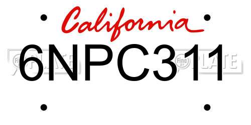 6NPC311 California License Plate