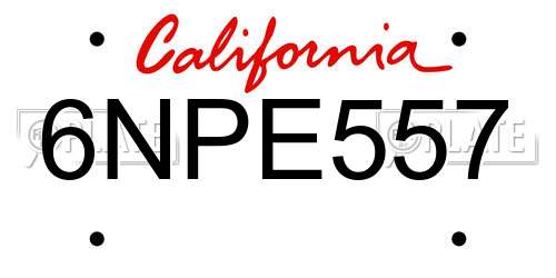 6NPE557 California License Plate