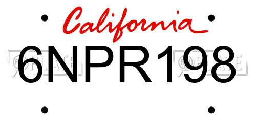 6NPR198 California License Plate