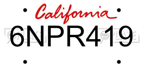 6NPR419 California License Plate