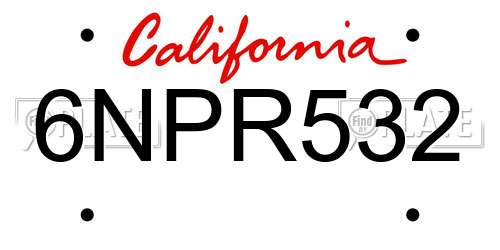 6NPR532 California License Plate