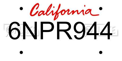 6NPR944 California License Plate
