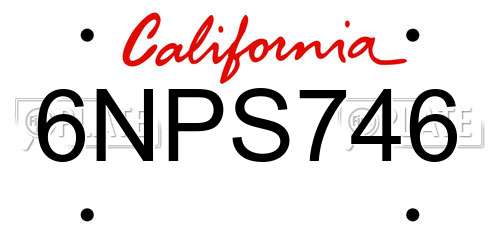 6NPS746 California License Plate