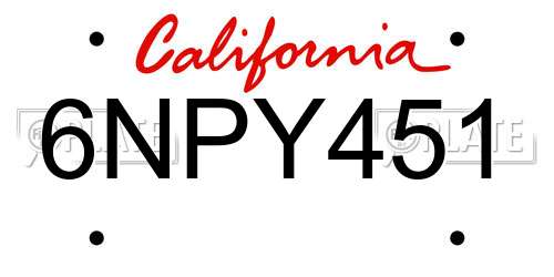 6NPY451 California License Plate