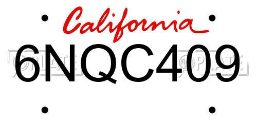 6NQC409 California License Plate