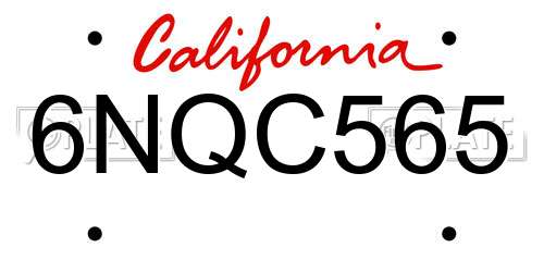 6NQC565 California License Plate