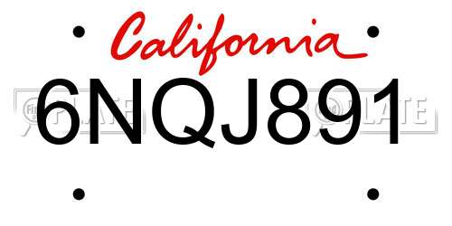 6NQJ891 California License Plate