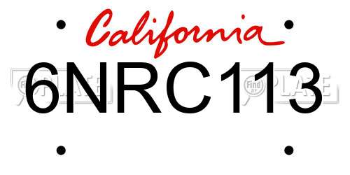 6NRC113 California License Plate