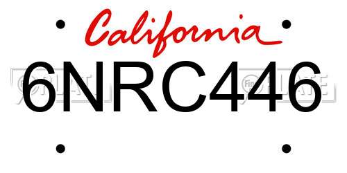 6NRC446 California License Plate