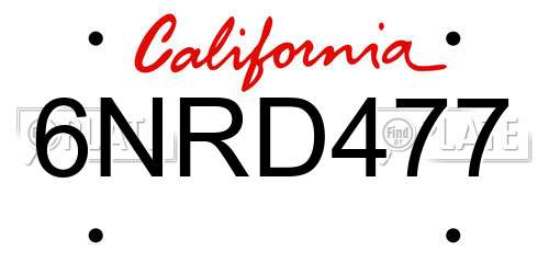 6NRD477 California License Plate