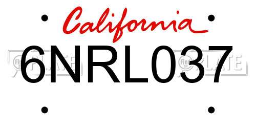 6NRL037 California License Plate