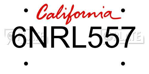 6NRL557 California License Plate