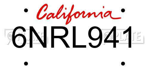 6NRL941 California License Plate