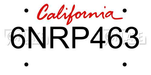 6NRP463 California License Plate