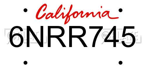 6NRR745 California License Plate