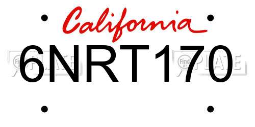 6NRT170 California License Plate