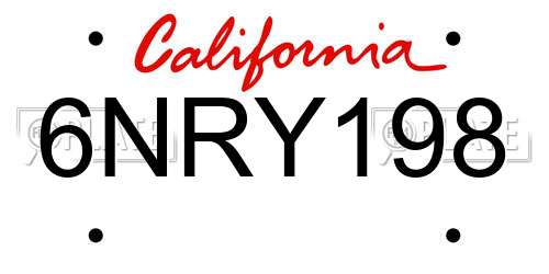 6NRY198 California License Plate