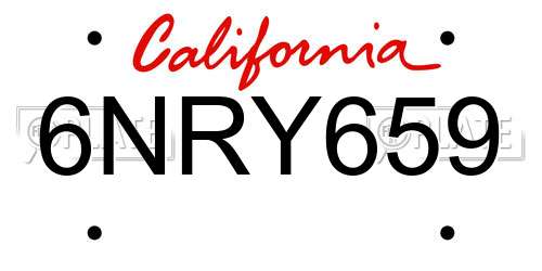 6NRY659 California License Plate