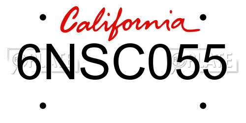 6NSC055 California License Plate