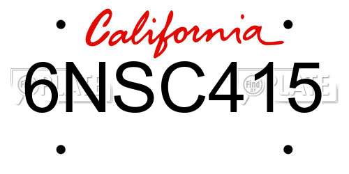 6NSC415 California License Plate