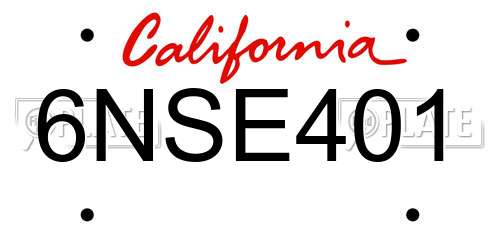 6NSE401 California License Plate