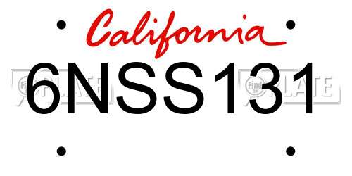 6NSS131 California License Plate