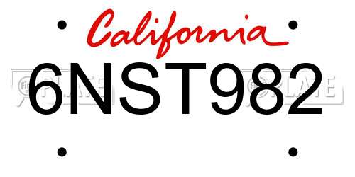 6NST982 California License Plate