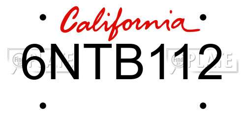 6NTB112 California License Plate