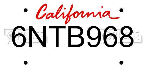 6NTB968 California License Plate