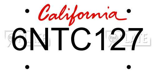 6NTC127 California License Plate