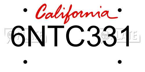6NTC331 California License Plate