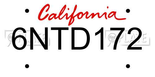 6NTD172 California License Plate