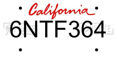 6NTF364 California License Plate