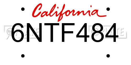 6NTF484 California License Plate