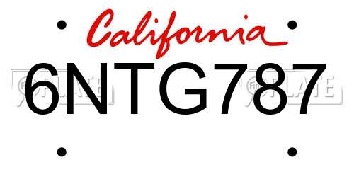 6NTG787 California License Plate