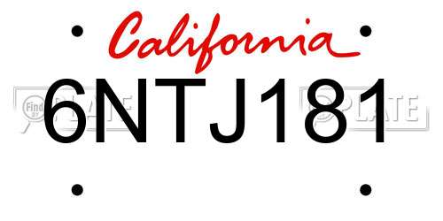 6NTJ181 California License Plate